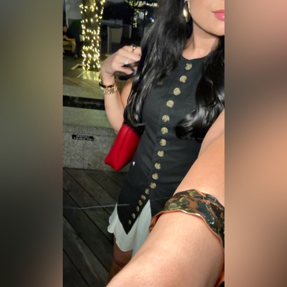 Black Cotton & Linen Crew Neck Sleeveless Button Up Front Longline Vest - Picture 8 of 14